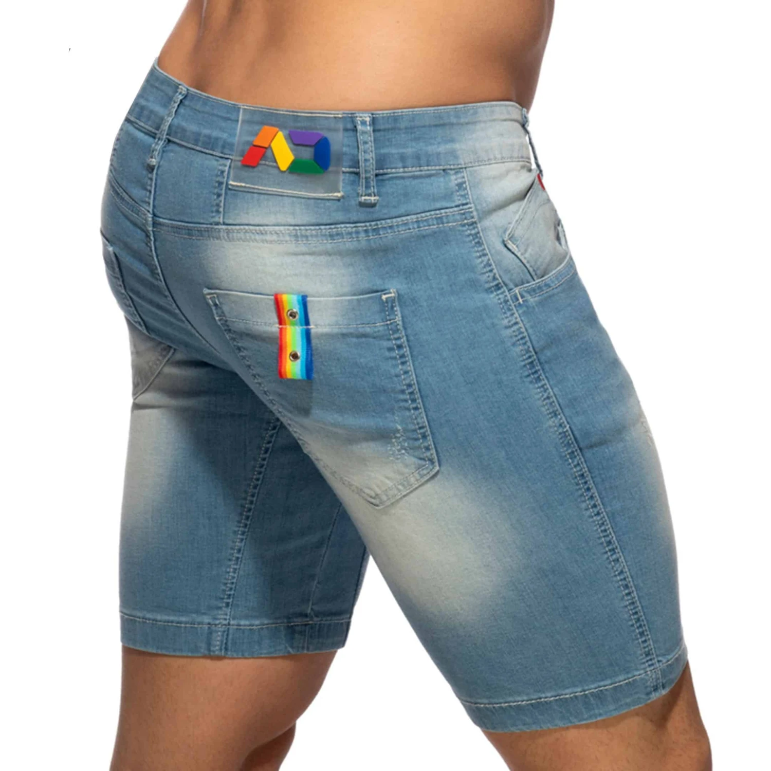 Bermuda Jeans Rainbow Tape Bleu Indigo 2 Bermuda Jeans Rainbow Tape Bleu Indigo – Image 2