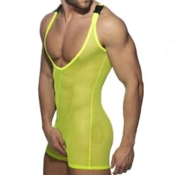 Body Mesh Wrestling Jaune Fluo