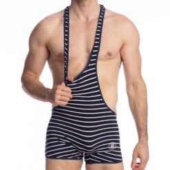 Body Querelle De Brest Rayé Marine - Blanc -Boutique De Sous-vêtements body querelle de brest raye marine blanc l homme invisible 2