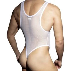 Body String Zip Mesh Blanc
