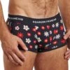 Boxer Court Fleurs Coton Bleu Marine