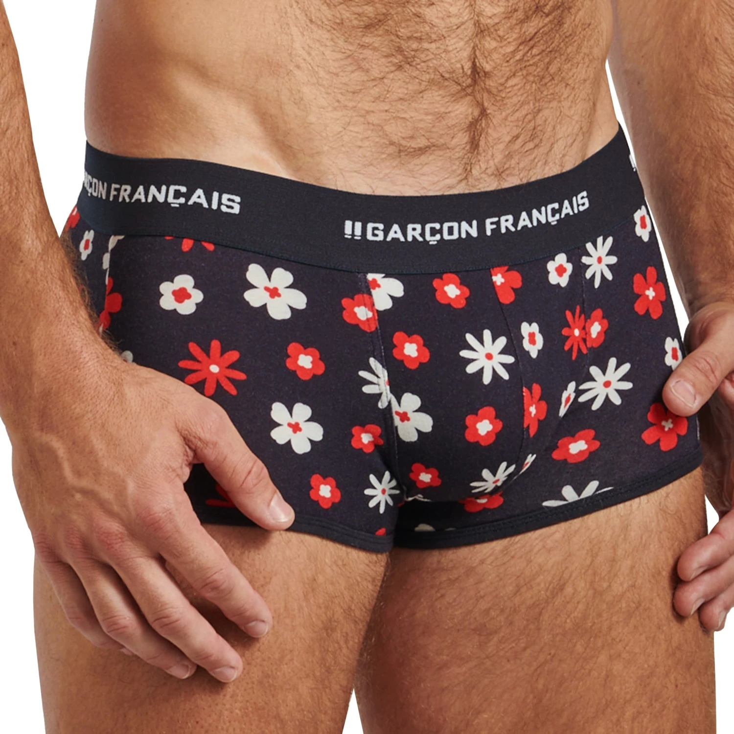 Boxer Court Fleurs Coton Bleu Marine 1 Boxer Court Fleurs Coton Bleu Marine