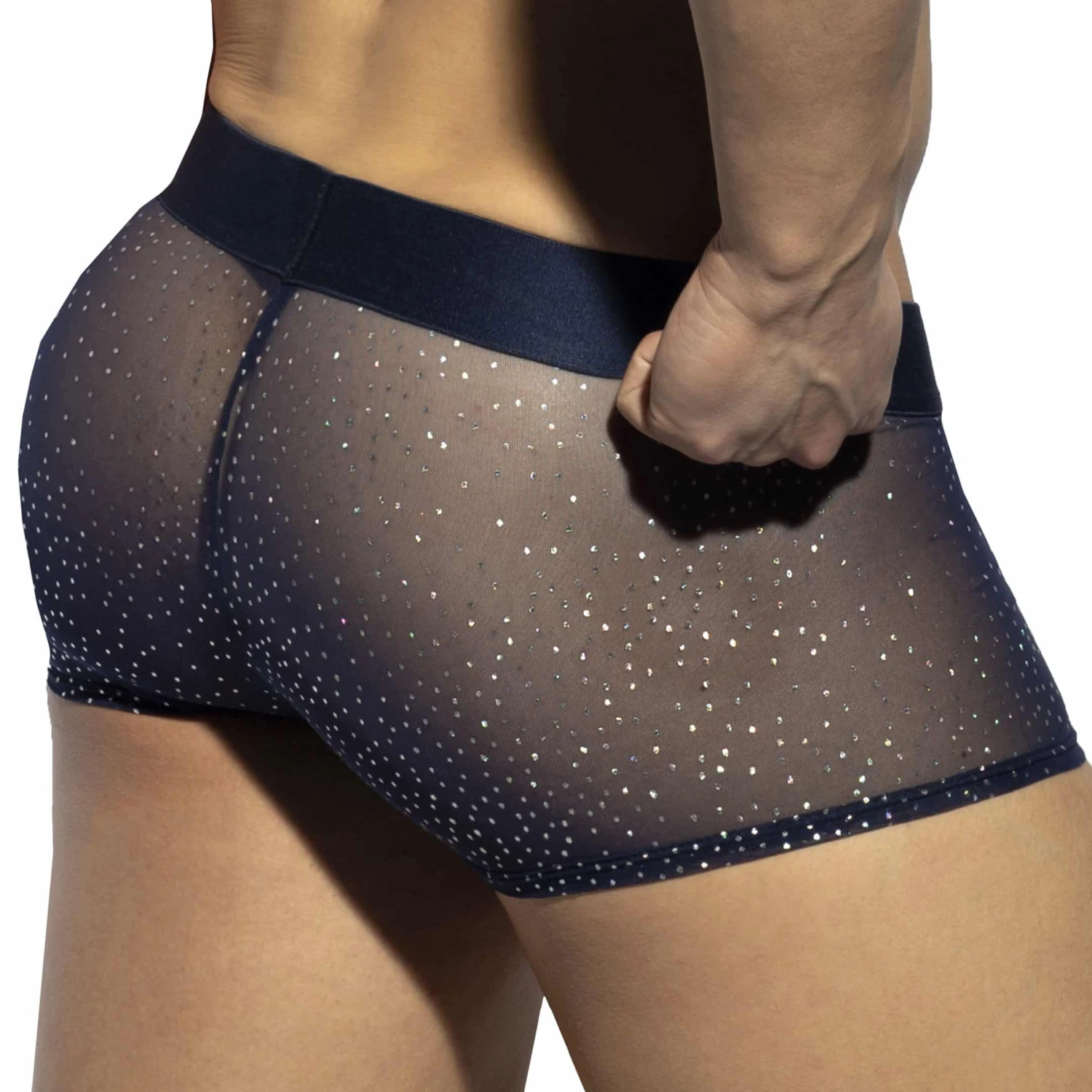 Boxer Court Net Glitter Bleu Marine 1 Boxer Court Net Glitter Bleu Marine
