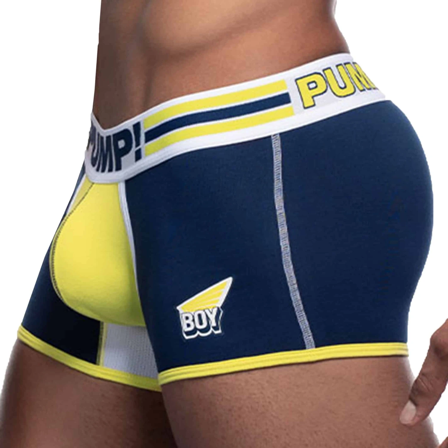 Boxer Court Sportboy Recharge Bleu Marine - Jaune 1 Boxer Court Sportboy Recharge Bleu Marine - Jaune