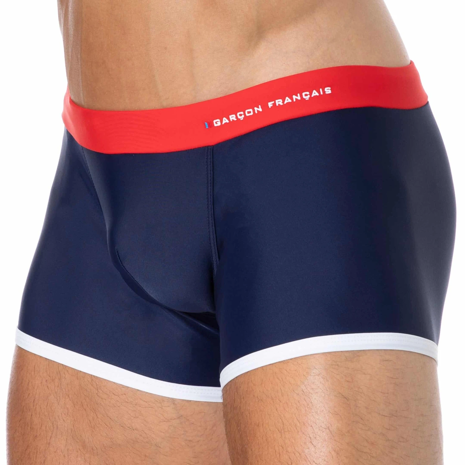 Boxer De Bain Bleu Marine - Rouge - Blanc 1 Boxer De Bain Bleu Marine - Rouge - Blanc
