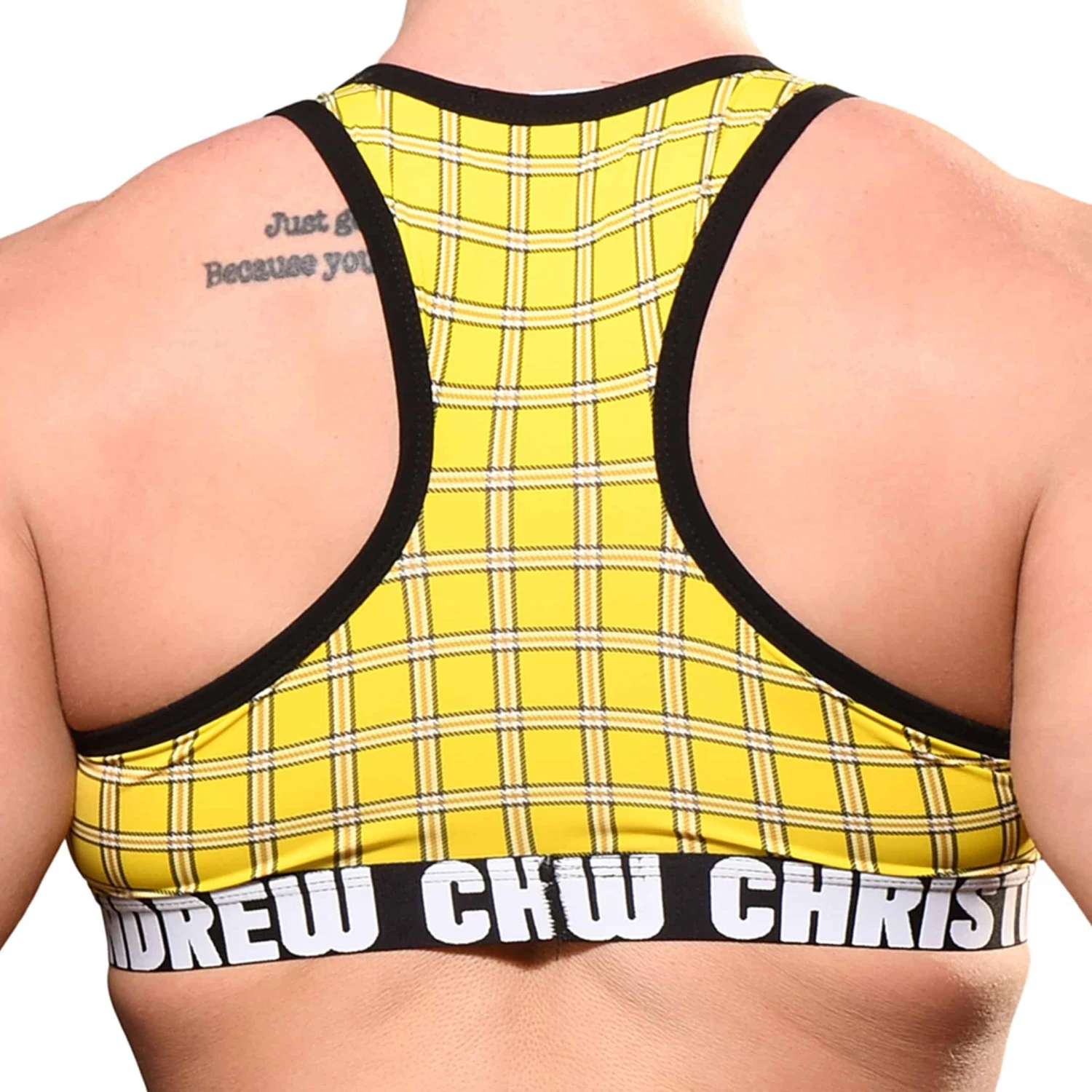 Brassière Sport Plaid Jaune 2 Brassière Sport Plaid Jaune – Image 2