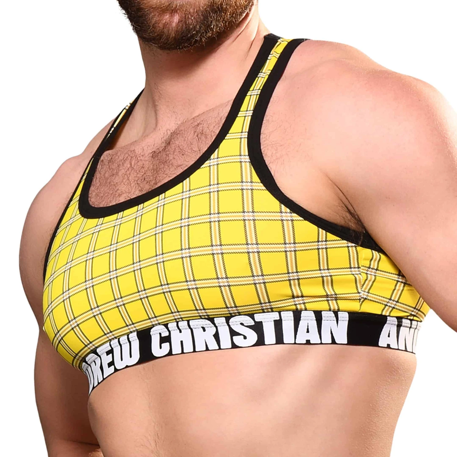 Brassière Sport Plaid Jaune 4 Brassière Sport Plaid Jaune – Image 4
