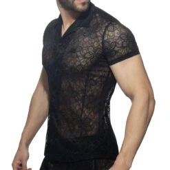 Chemisette Dentelle Florale Noire