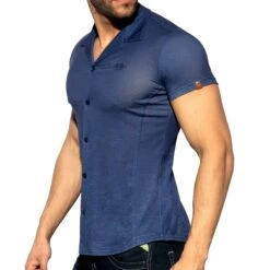 Chemisette Slim Fit Microfibre Bleu Marine