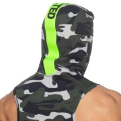 Débardeur à Capuche Bande Logo Camouflage -Boutique De Sous-vêtements debardeur a capuche bande logo camouflage addicted 2