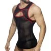 Débardeur Crossed Mesh Noir - Rouge