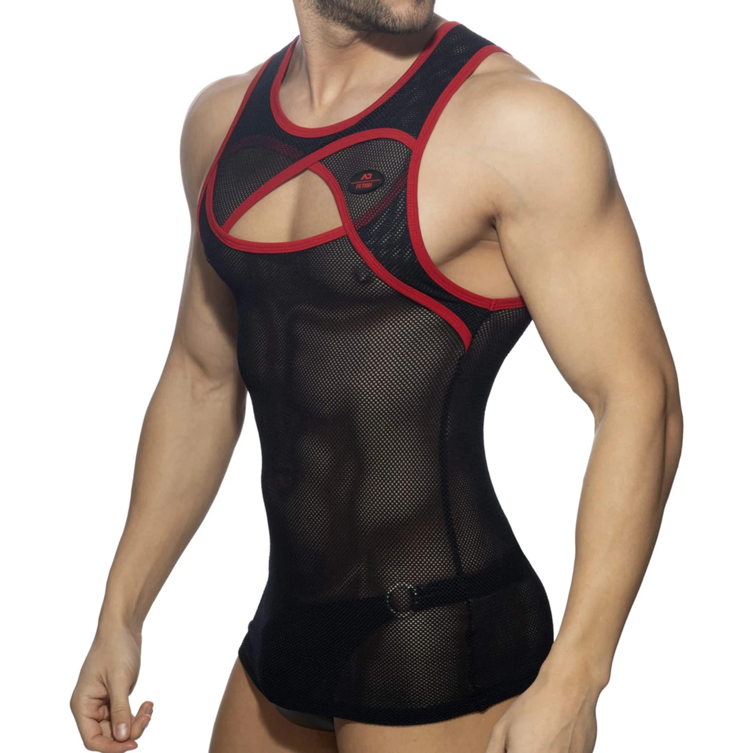 Débardeur Crossed Mesh Noir - Rouge 1 Débardeur Crossed Mesh Noir - Rouge