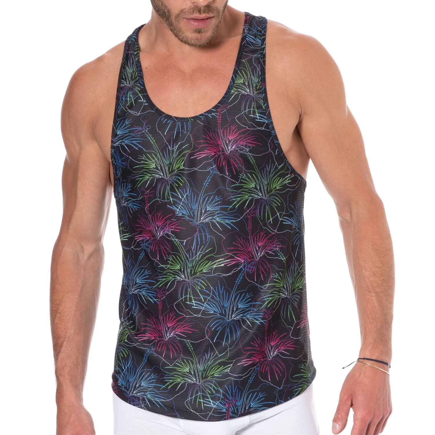 Débardeur Hibiscus Noir 1 Débardeur Hibiscus Noir