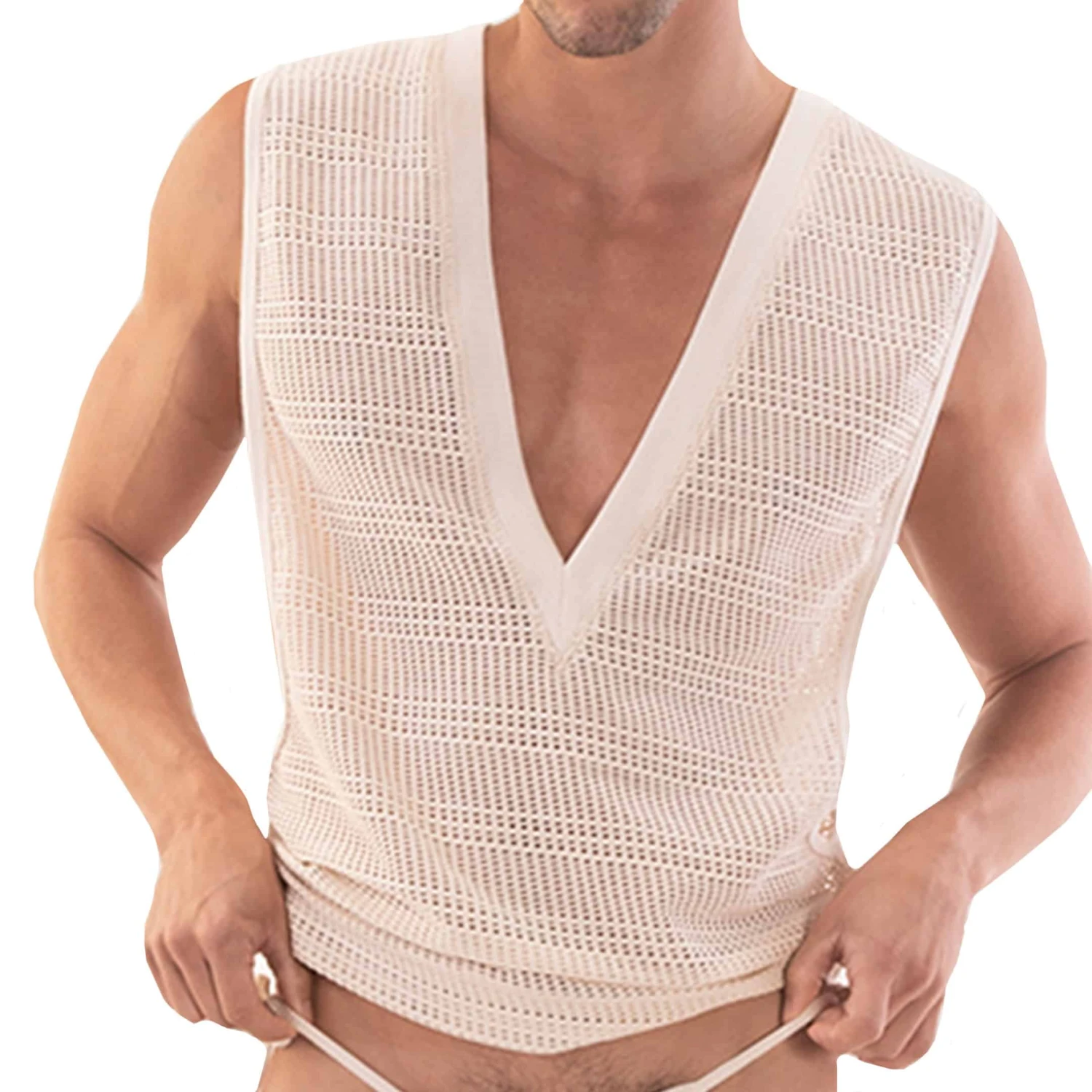 Débardeur Mayo Mesh Beige 2 Débardeur Mayo Mesh Beige – Image 2