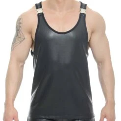 Débardeur Pierce Simili-Cuir Noir