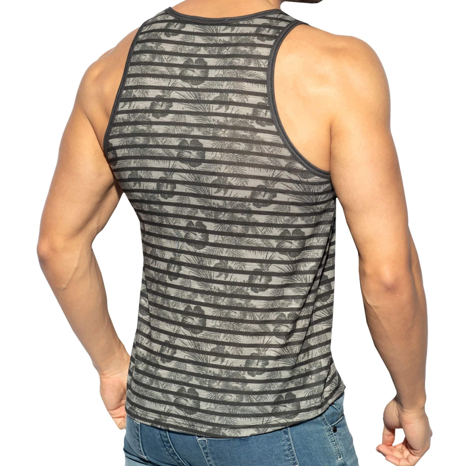 Débardeur Rayé Fleuri Noir 2 Débardeur Rayé Fleuri Noir – Image 2