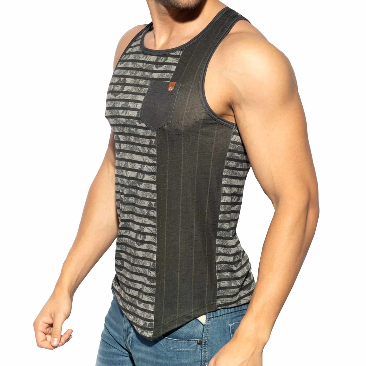 Débardeur Rayé Fleuri Noir 1 Débardeur Rayé Fleuri Noir