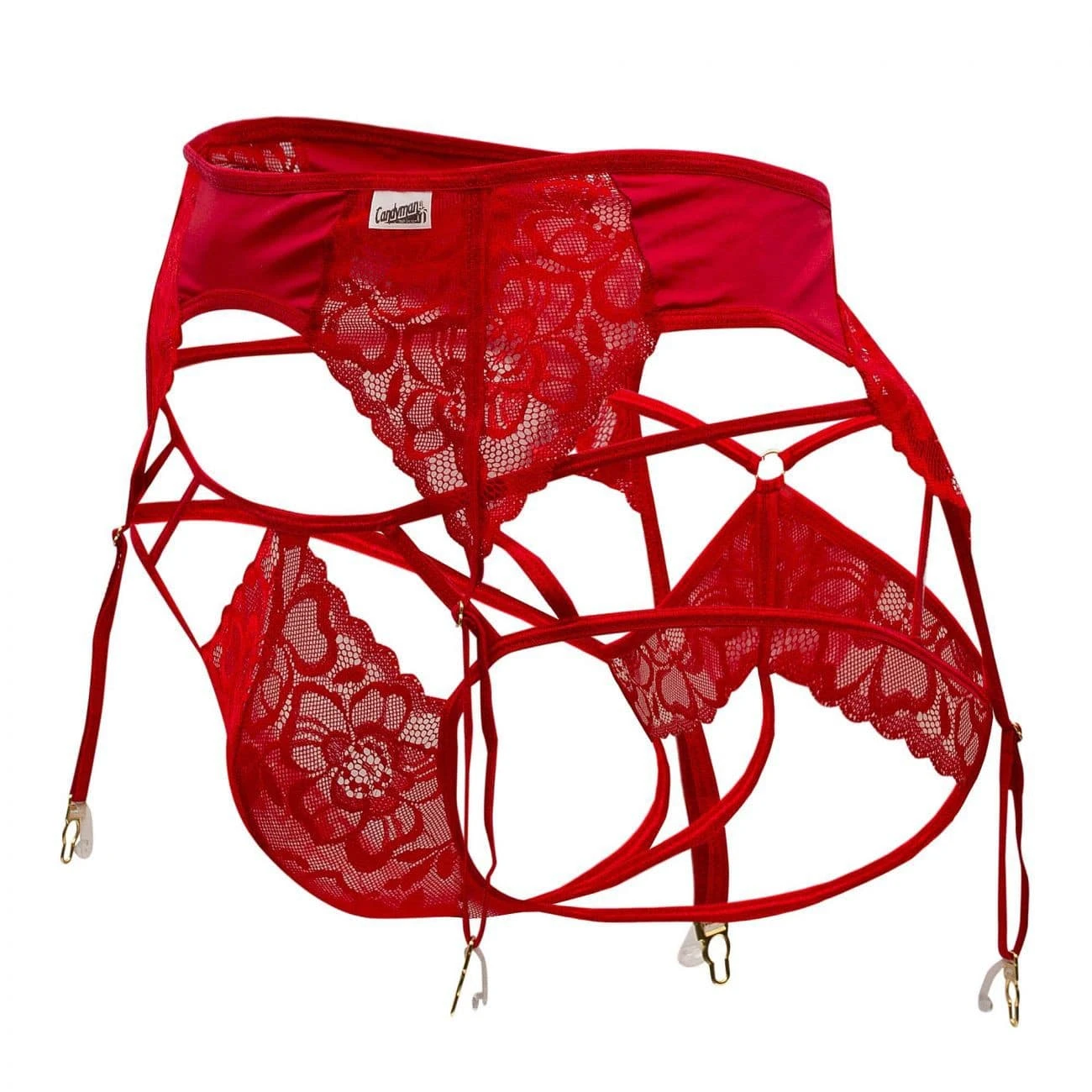 Ensemble Jarretière - Jock Strap Dentelle Rouge 4 Ensemble Jarretière - Jock Strap Dentelle Rouge – Image 4