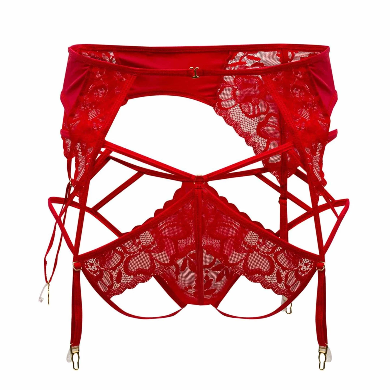 Ensemble Jarretière - Jock Strap Dentelle Rouge 5 Ensemble Jarretière - Jock Strap Dentelle Rouge – Image 5