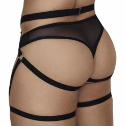 Ensemble Jarretière - String Résille Noir