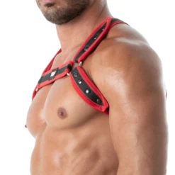 Harnais Bulldog Neoprene Noir - Rouge