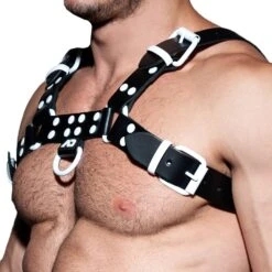 Harnais Cuir Color Noir - Blanc