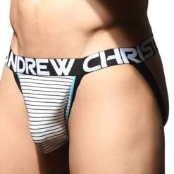 Jock Strap Almost Naked Avalon Stripe Blanc - Noir