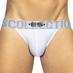 Jock Strap Bikini Recycled Rib Blanc