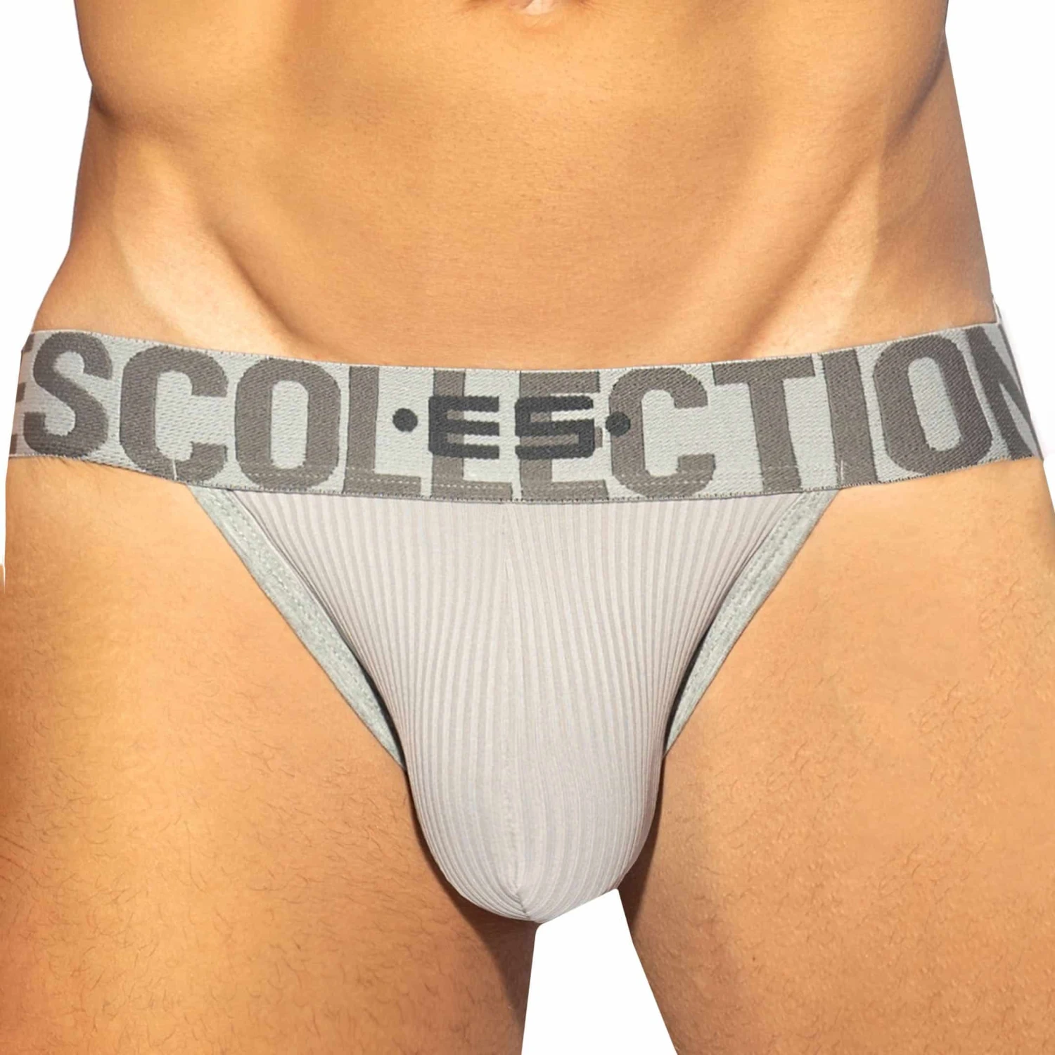 Jock Strap Bikini Recycled Rib Gris 1 Jock Strap Bikini Recycled Rib Gris