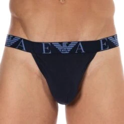 Jock Strap Bold Monogram Coton Bleu Marine