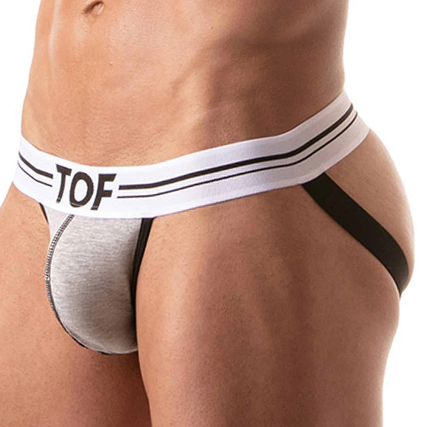 Jock Strap French Coton Gris Chiné 2 Jock Strap French Coton Gris Chiné – Image 2