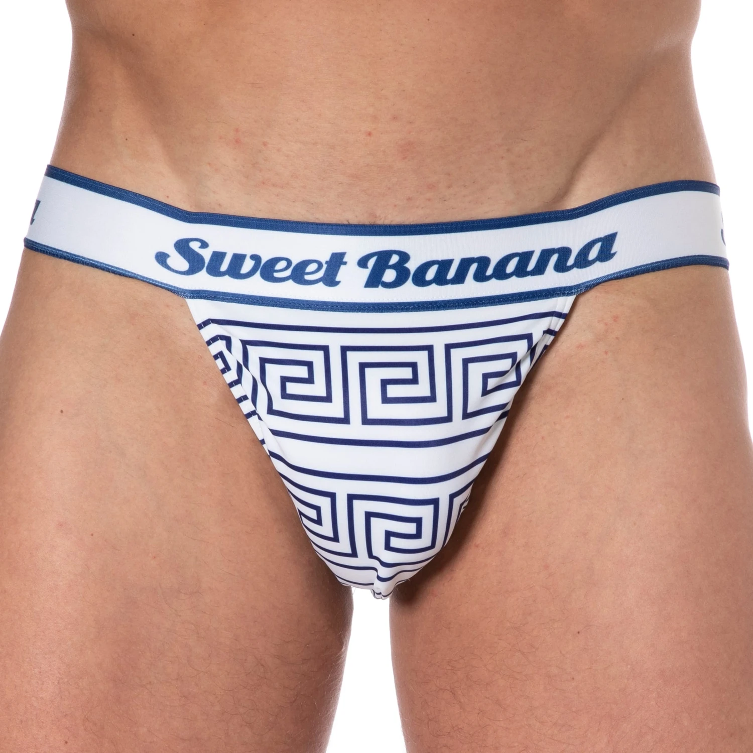 Jock Strap Greek Frame Blanc - Bleu 1 Jock Strap Greek Frame Blanc - Bleu