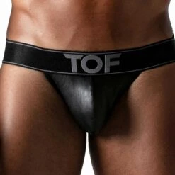 Jock Strap Imitation Cuir Noir