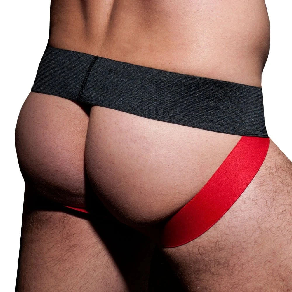 Jock Strap Rib Noir - Rouge 1 Jock Strap Rib Noir - Rouge