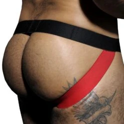 Jock Strap Stripe Fetish Noir - Rouge