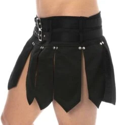 Jupe Simili Cuir à Lanières Noire