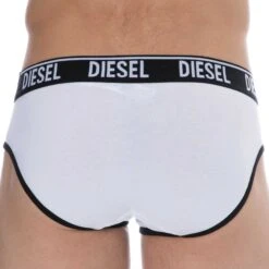 Lot De 2 Slips Contrast Coton Noir - Blanc -Boutique De Sous-vêtements lot de 2 slips contrast coton noir blanc diesel 3