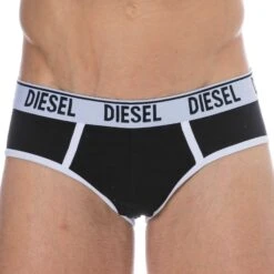 Lot De 2 Slips Contrast Coton Noir - Blanc -Boutique De Sous-vêtements lot de 2 slips contrast coton noir blanc diesel 4