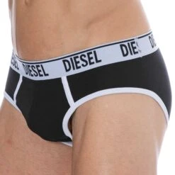 Lot De 2 Slips Contrast Coton Noir - Blanc -Boutique De Sous-vêtements lot de 2 slips contrast coton noir blanc diesel 5