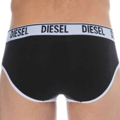 Lot De 2 Slips Contrast Coton Noir - Blanc -Boutique De Sous-vêtements lot de 2 slips contrast coton noir blanc diesel 7