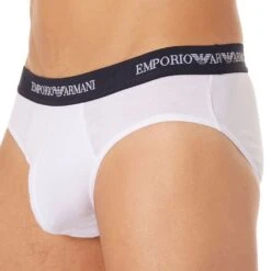 Lot De 2 Slips Cotton Stretch - Blanc - Marine -Boutique De Sous-vêtements lot de 2 slips cotton stretch blanc marine emporio armani 2