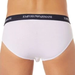 Lot De 2 Slips Cotton Stretch - Blanc - Marine -Boutique De Sous-vêtements lot de 2 slips cotton stretch blanc marine emporio armani 6