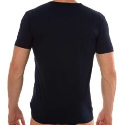 Lot De 2 T-Shirts V-Neck Pure Cotton Marine - Gris -Boutique De Sous-vêtements lot de 2 t shirts v neck pure cotton marine gris emporio armani 4