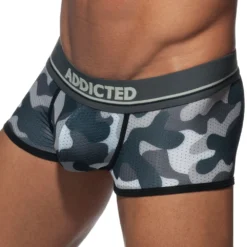 Lot De 3 Boxers Courts Camo Mesh Push Up Kaki - Gris - Bleu -Boutique De Sous-vêtements lot de 3 boxers camo mesh push up kaki gris bleu addicted 4