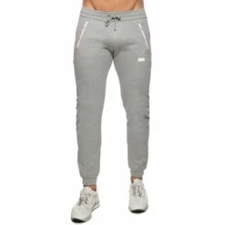 Pantalon Jogging Double Zip Gris Chiné