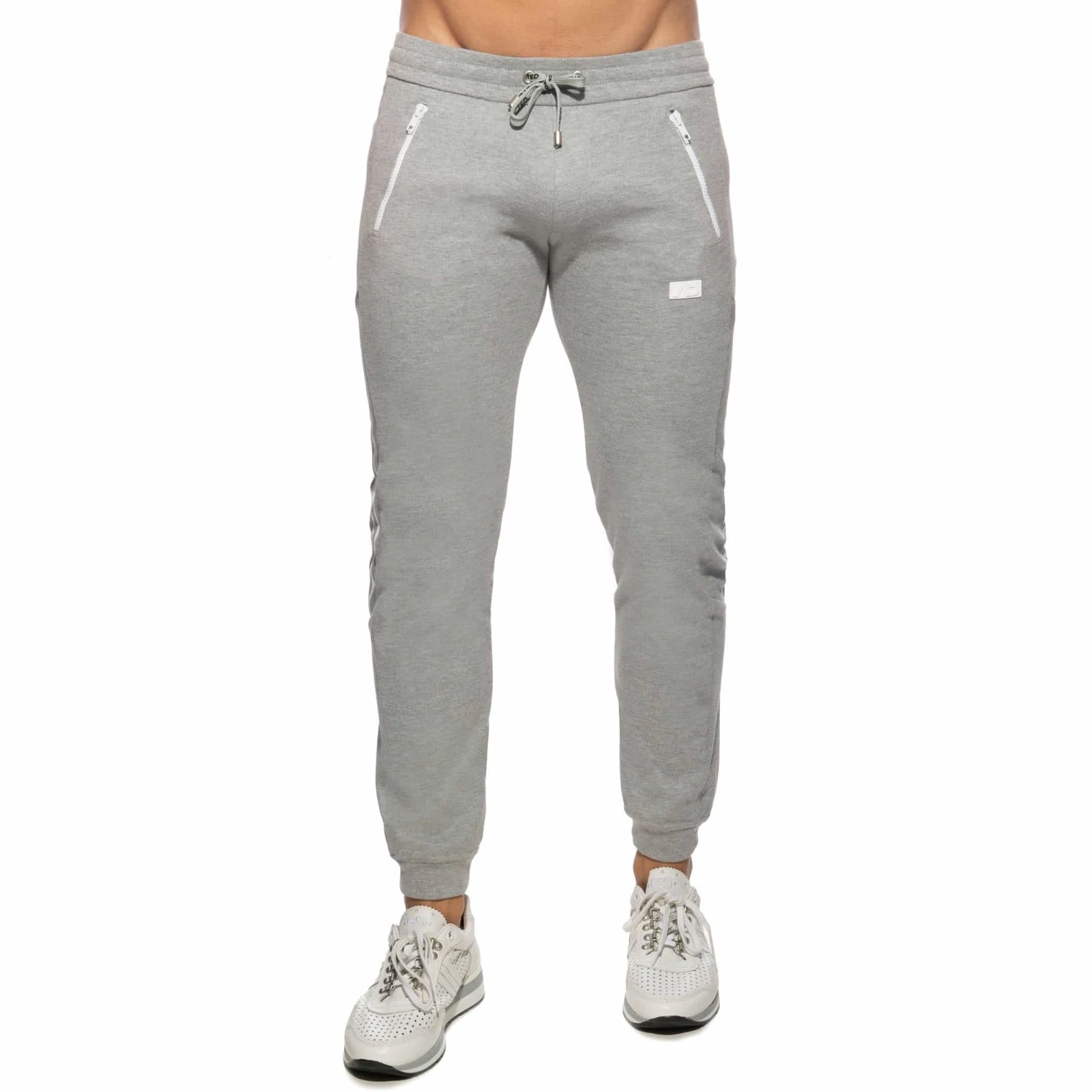 Pantalon Jogging Double Zip Gris Chiné 1 Pantalon Jogging Double Zip Gris Chiné
