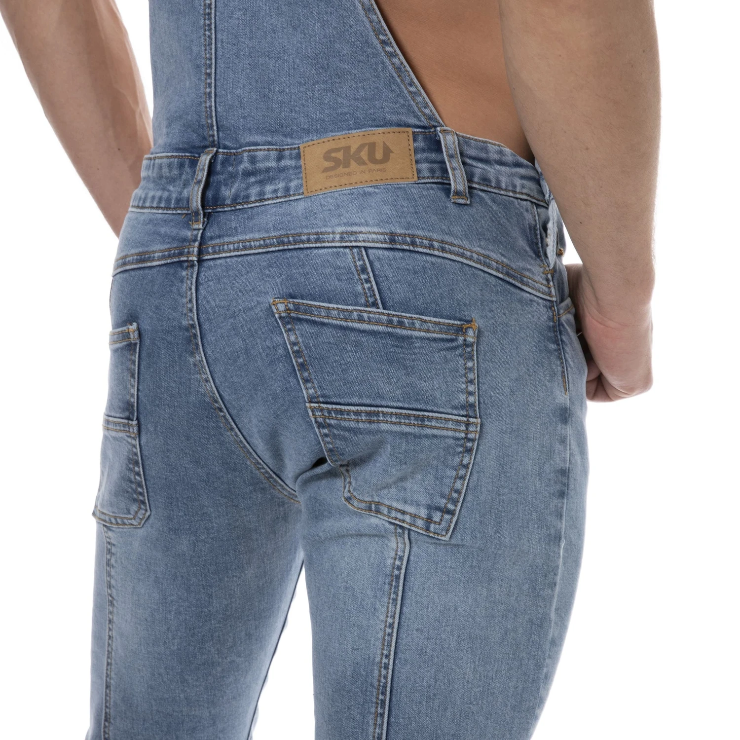 Salopette Longue Jeans Bleu Indigo 5 Salopette Longue Jeans Bleu Indigo – Image 5