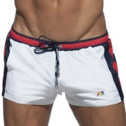 Short De Bain Basic Stripes Blanc