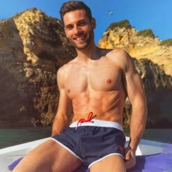 Short De Bain Bleu Marine -Boutique De Sous-vêtements short de bain bleu marine sku 3