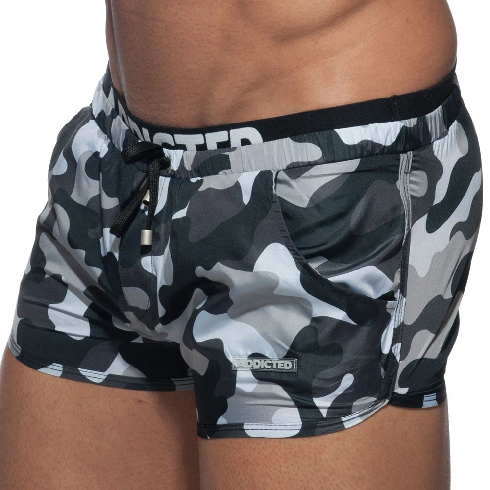 Short De Bain Double Waistband Camouflage Gris 1 Short De Bain Double Waistband Camouflage Gris